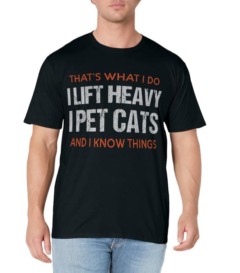 Funny Gym Workout Weightlifting Cat Animal Themed Saying T-Shirt