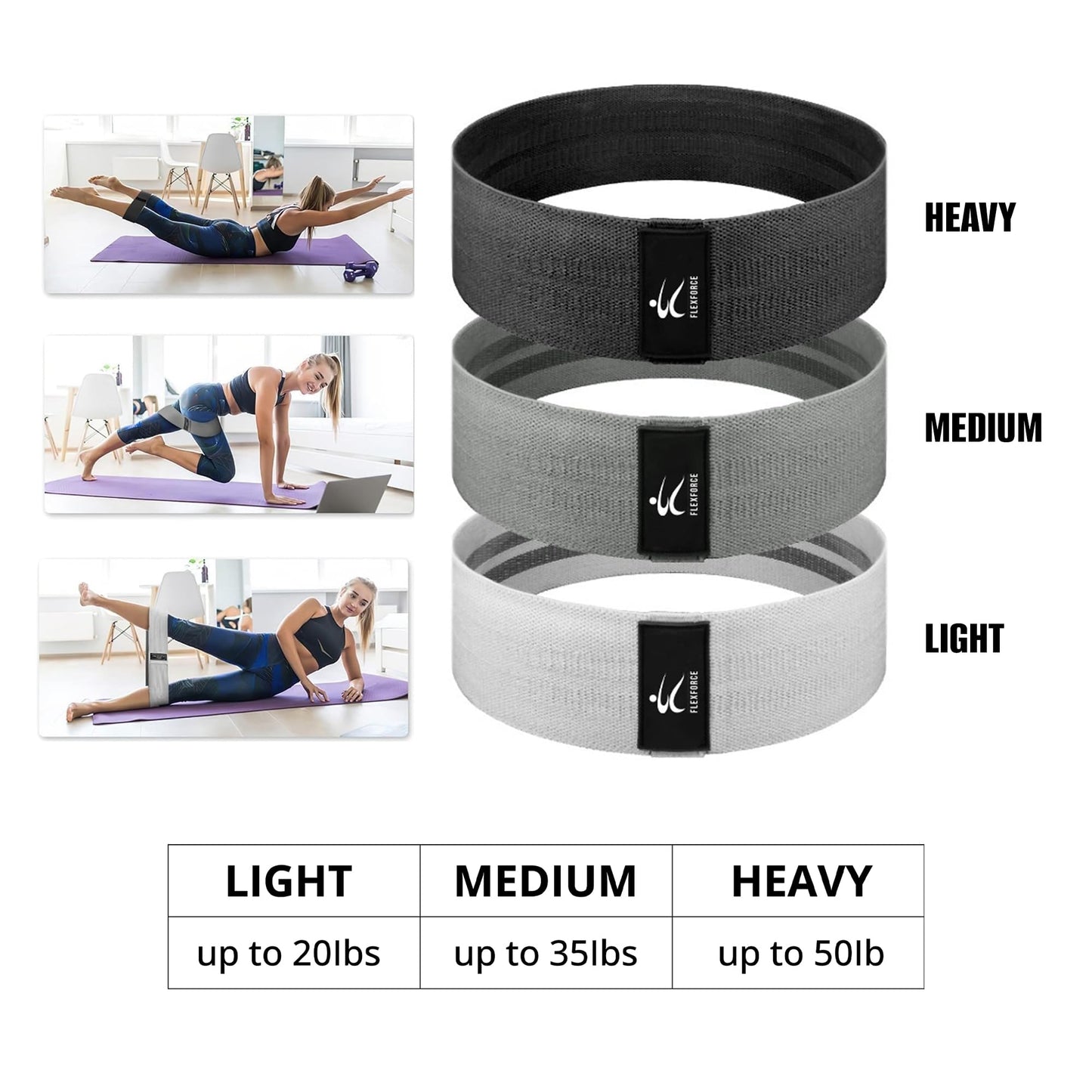 Generic Exercise Straps, Leg Bands, Knee Resistance Bands for Women and Men, 3 Levels of Exercise Resistance Bands, Fitness Gifts, Black